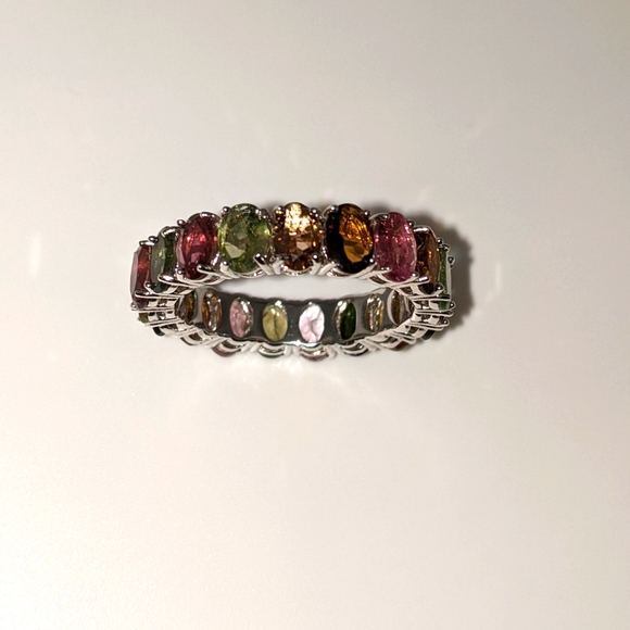 Multi-colored Tourmaline Gemstone Eternity Ring - Picture 11 of 15